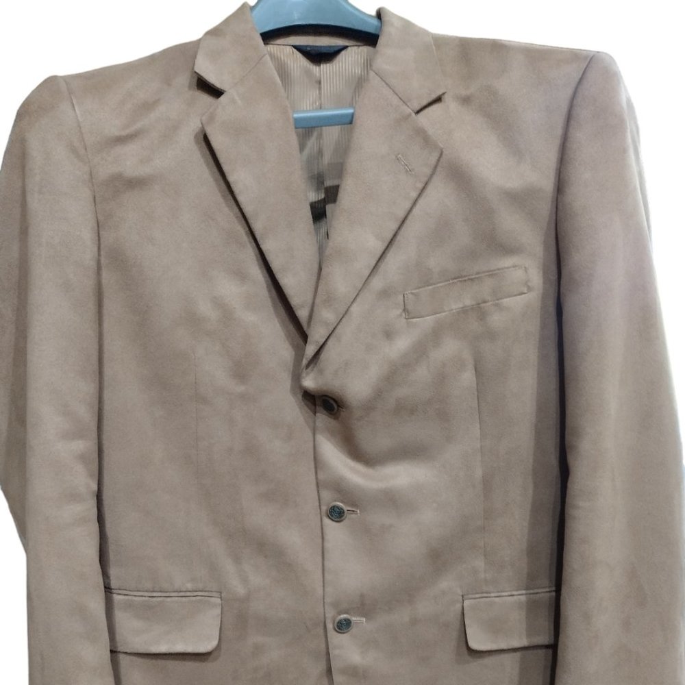 Men's Sport Coat, Martino 40 Regular, 3 button, Tan. Suede.